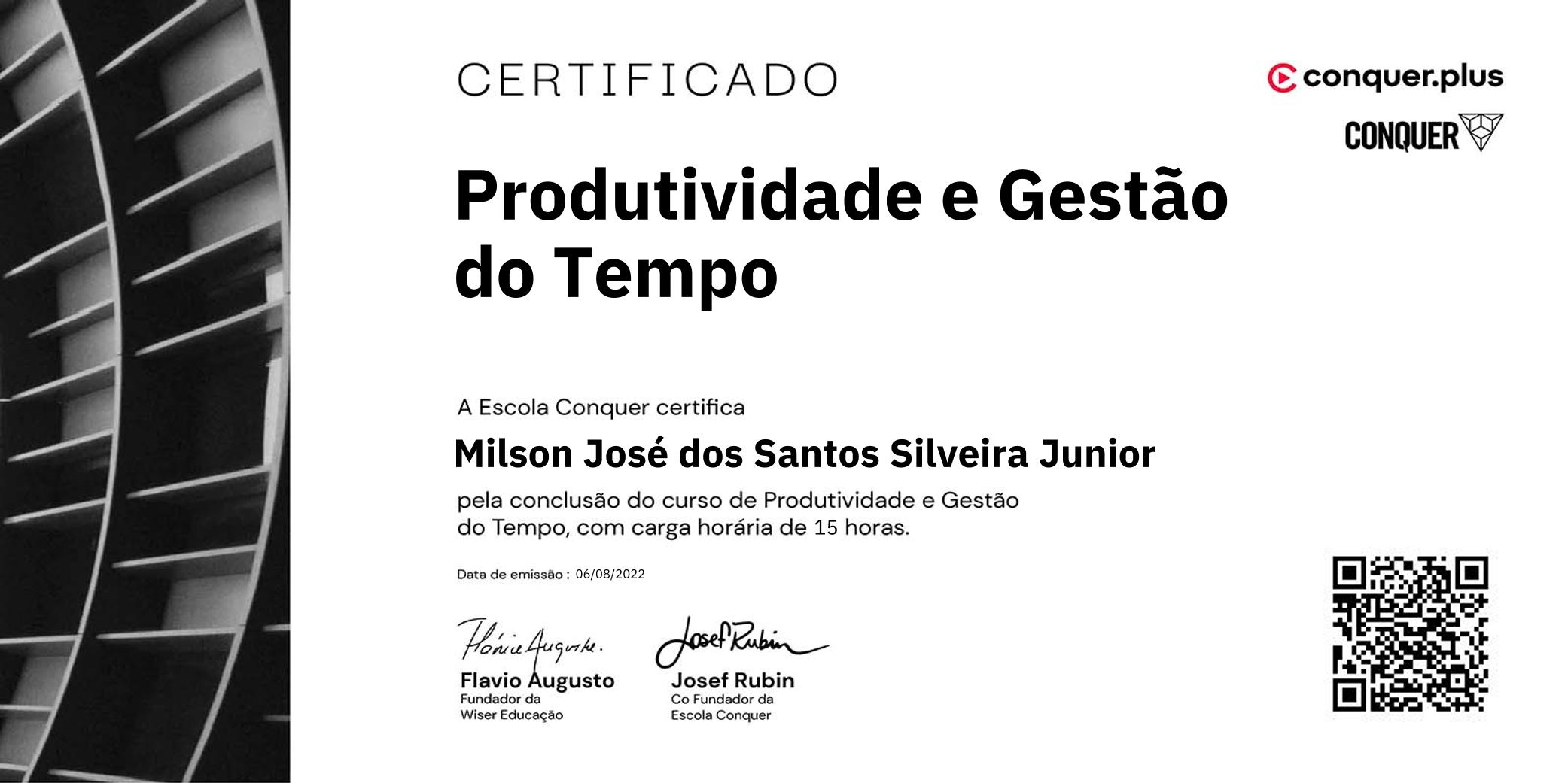 Certificado de Produtividade e Gestão do Tempo